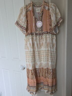 NWT Umgee Adorable Neck Tie Short Sleeve Dress Size S